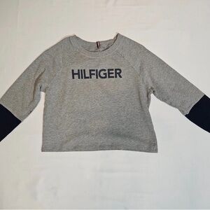 Tommy Hilfiger Womens Logo Cropped Gray Sweatshirt Size Medium